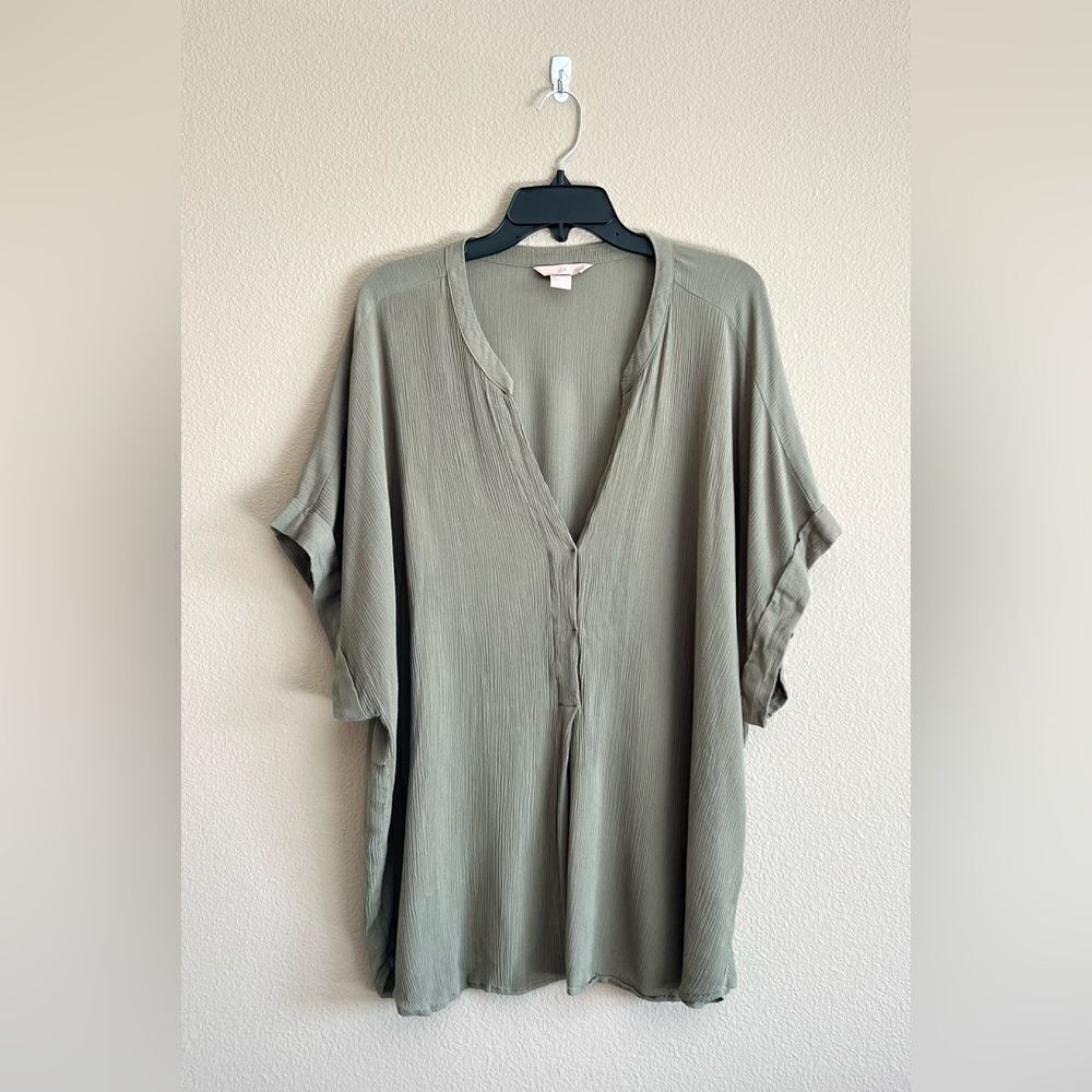 Green V Neck Blouse